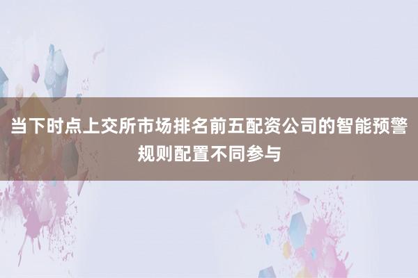 当下时点上交所市场排名前五配资公司的智能预警规则配置不同参与
